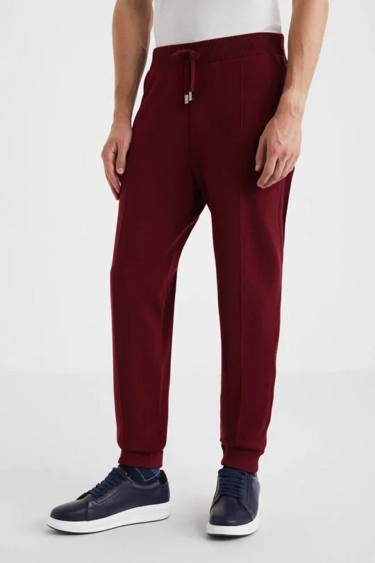 Hemington - Bordo Merino Yün Activewear Triko Pantolon