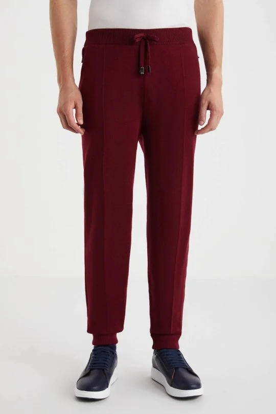 Hemington - Bordo Merino Yün Activewear Triko Pantolon (3)