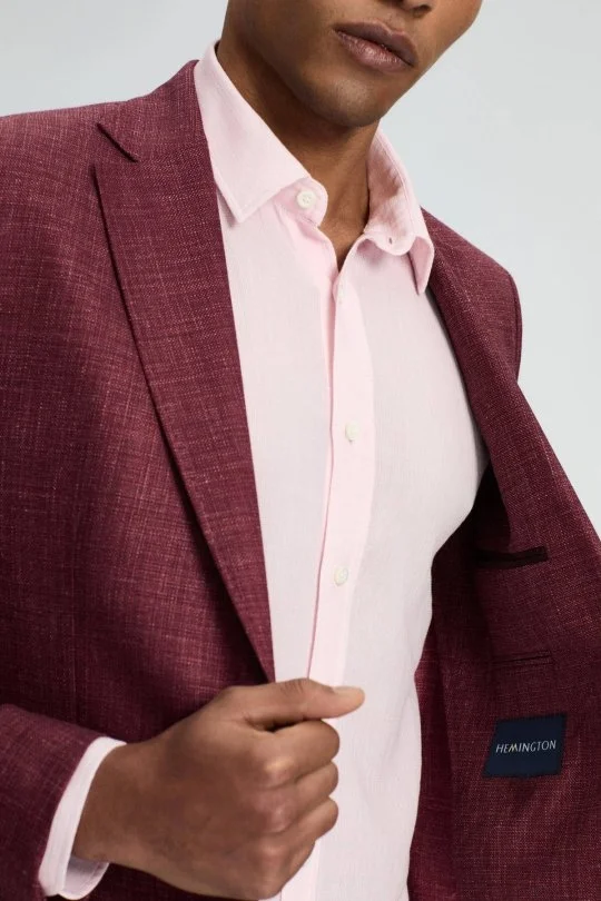 Hemington - Keten Karışım Bordo Yazlık Blazer Ceket (1)