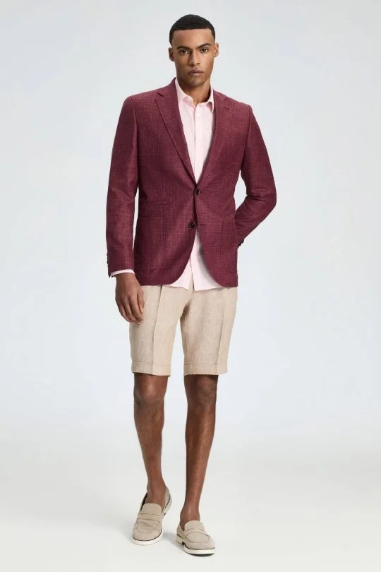 Hemington - Keten Karışım Bordo Yazlık Blazer Ceket (2)