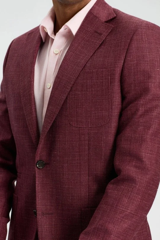 Hemington - Keten Karışım Bordo Yazlık Blazer Ceket (6)