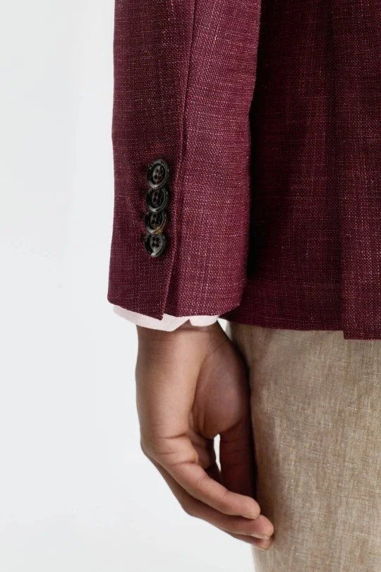 Hemington - Keten Karışım Bordo Yazlık Blazer Ceket (5)