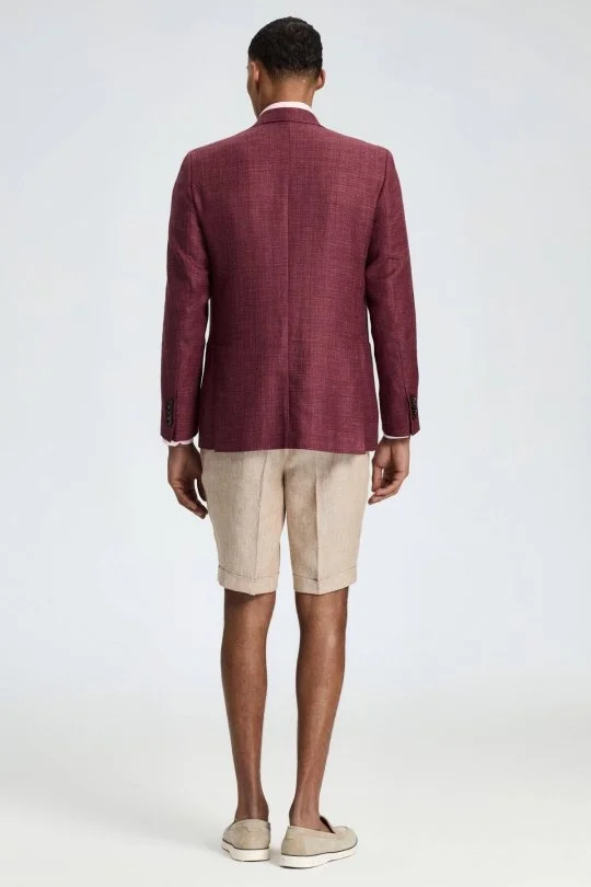 Hemington - Keten Karışım Bordo Yazlık Blazer Ceket (4)