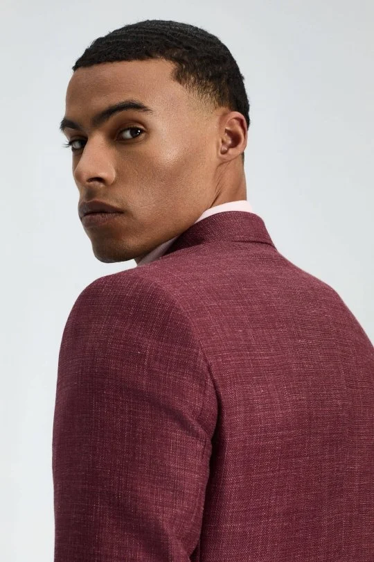 Hemington - Keten Karışım Bordo Yazlık Blazer Ceket (3)