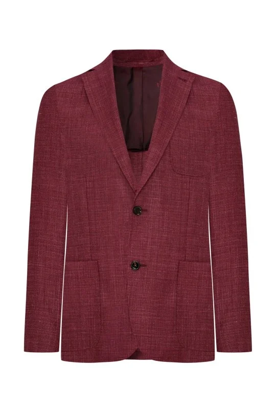 Hemington - Keten Karışım Bordo Yazlık Blazer Ceket (7)