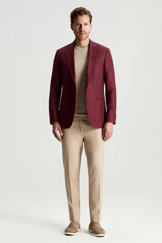 Hemington - Keten Karışım Bordo Yazlık Blazer Ceket (2)