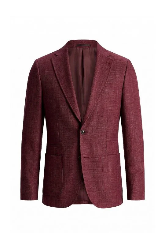 Hemington - Keten Karışım Bordo Yazlık Blazer Ceket (5)