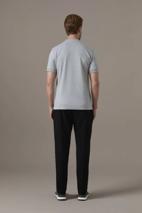 Brushed Pamuk Rahat Kesim Bisiklet Yaka Açık Gri T-Shirt