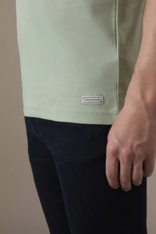 Brushed Pamuk Rahat Kesim Bisiklet Yaka Açık Yeşil T-Shirt