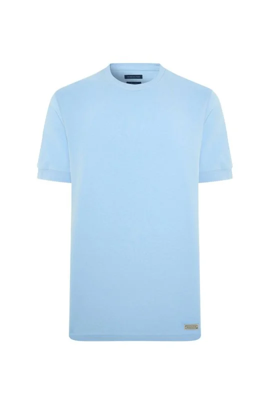 Hemington - Brushed Pamuk Rahat Kesim Bisiklet Yaka Mavi T-Shirt (6)