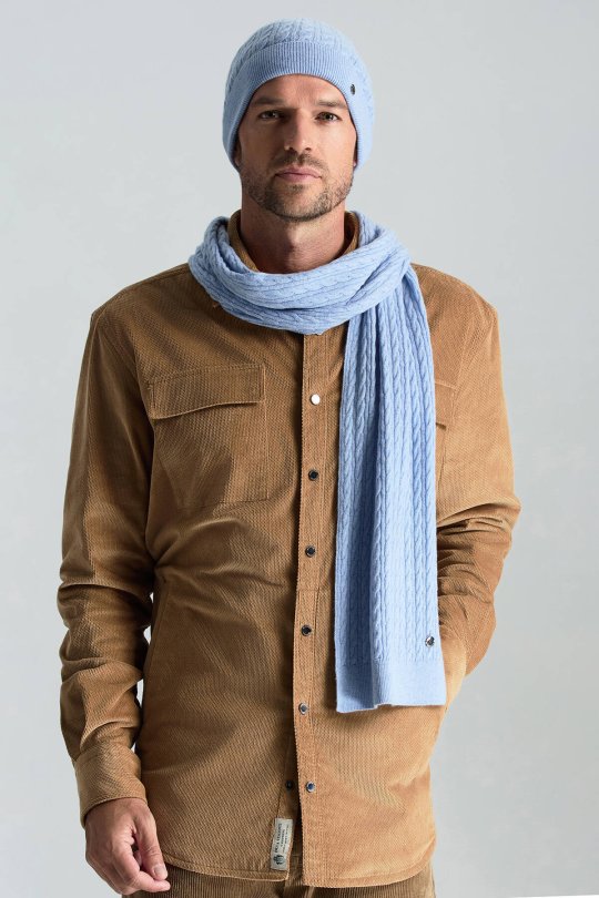 Lambswool Yün Buz Mavisi Atkı