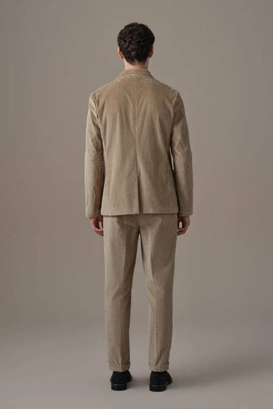Camel Kadife Blazer Ceket