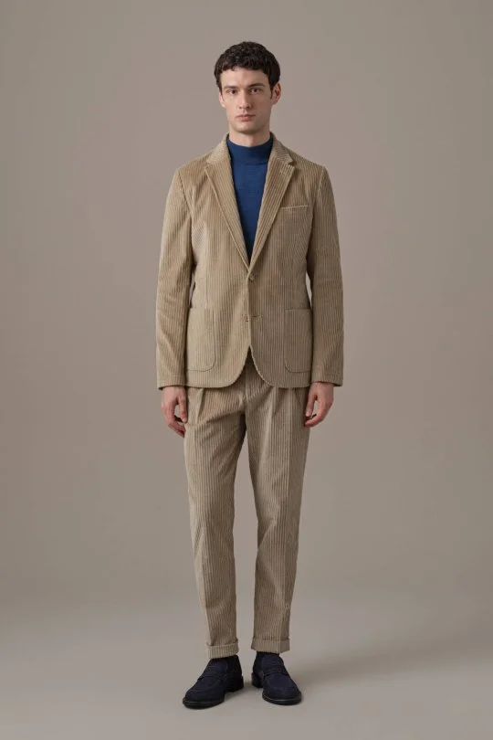Camel Kadife Blazer Ceket