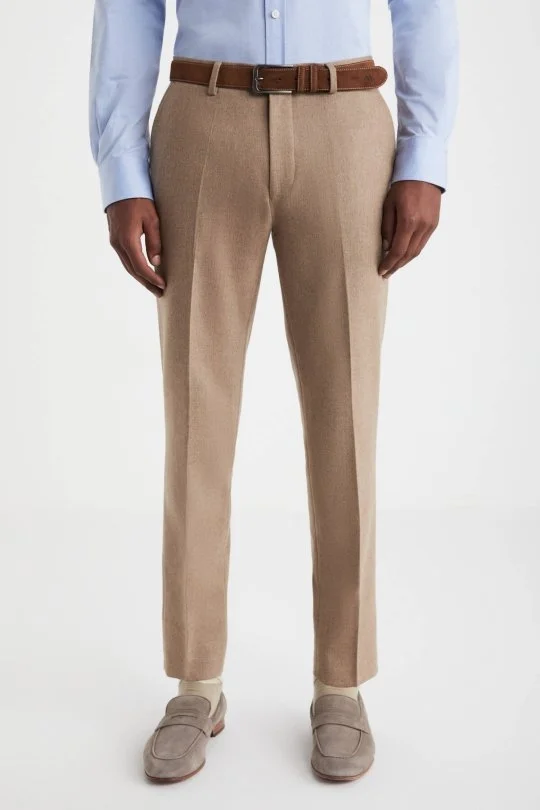 Hemington - Kaşmir Yün Camel Flanel Pantolon