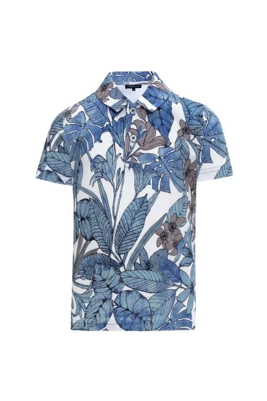 Hemington - Çiçek Desen Mavi Polo Yaka Çocuk T-Shirt (6)