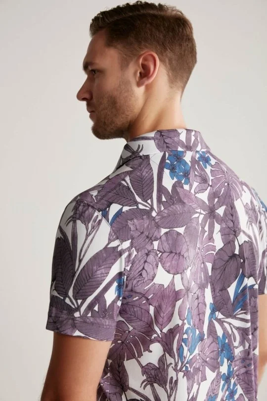 Hemington - Çiçek Desen Mor Polo Yaka T-Shirt (2)