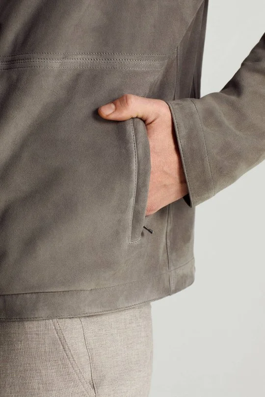 Hemington - Çift Taraflı Giyilebilir Gerçek Deri Açık Gri Spor Ceket (5)