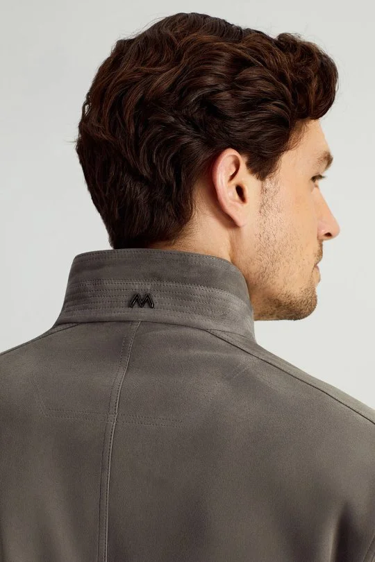 Hemington - Çift Taraflı Giyilebilir Gerçek Deri Açık Gri Spor Ceket (6)