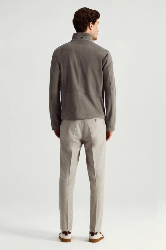 Hemington - Çift Taraflı Giyilebilir Gerçek Deri Açık Gri Spor Ceket (7)