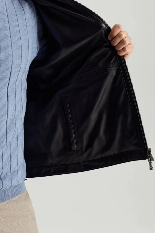 Hemington - Çift Taraflı Giyilebilir Gerçek Deri Lacivert Spor Ceket (6)