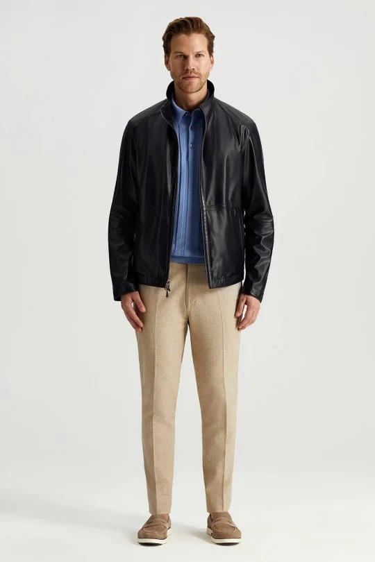 Hemington - Çift Taraflı Giyilebilir Gerçek Deri Lacivert Spor Ceket (4)