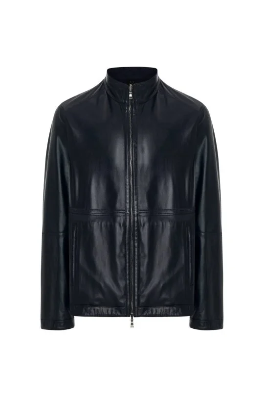 Hemington - Çift Taraflı Giyilebilir Gerçek Deri Lacivert Spor Ceket (9)