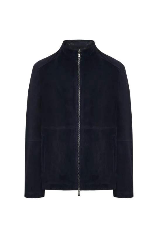 Hemington - Çift Taraflı Giyilebilir Gerçek Deri Lacivert Spor Ceket (8)