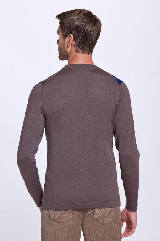 Hemington - Çizgi Desen Bisiklet Yaka Kahverengi Triko (3)