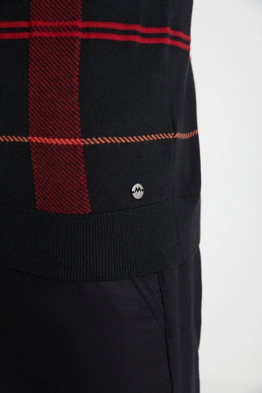 Hemington - Çizgi Desen Lupetto Yaka Siyah Merino Yün Triko (4)