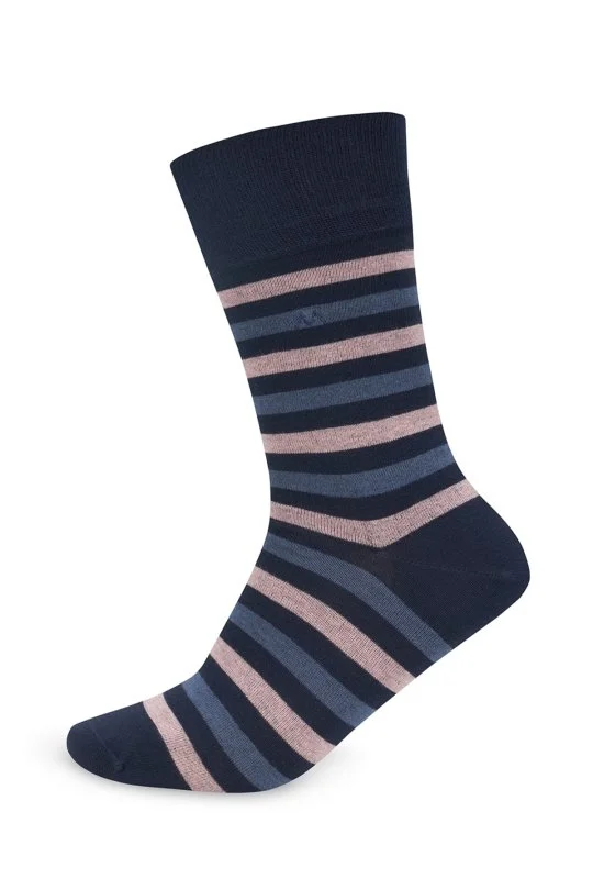 Hemington - Çizgi Desenli Lacivert Yazlık Pamuk Çorap