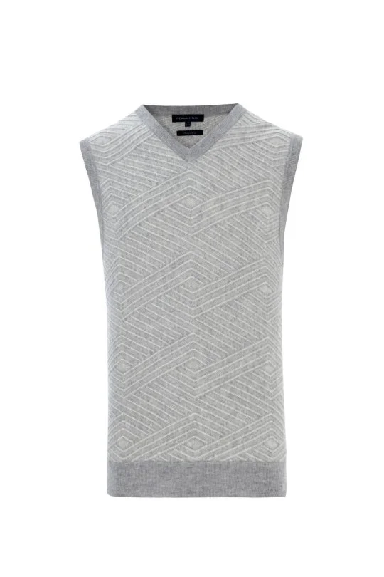 Hemington - Çizgi Desen Açık Gri Lambswool Yün Triko Süveter (6)
