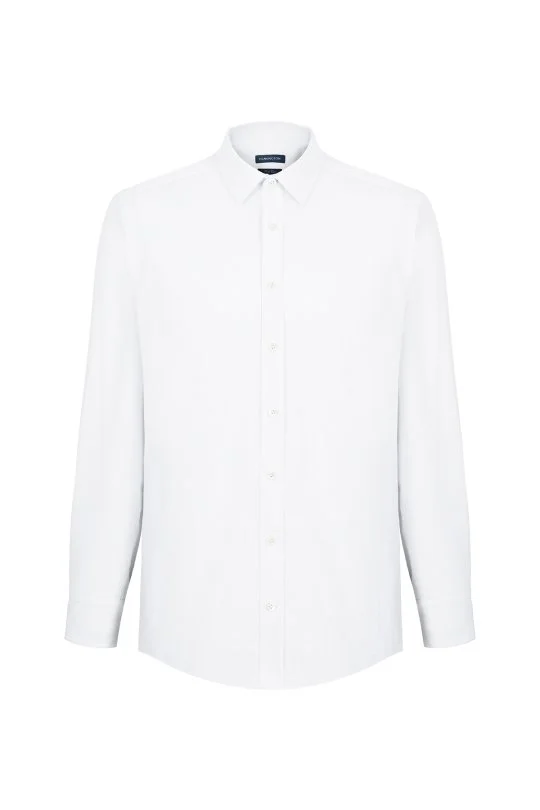 Hemington - Çizgi Desenli Beyaz Saf Pamuk Gömlek (9)