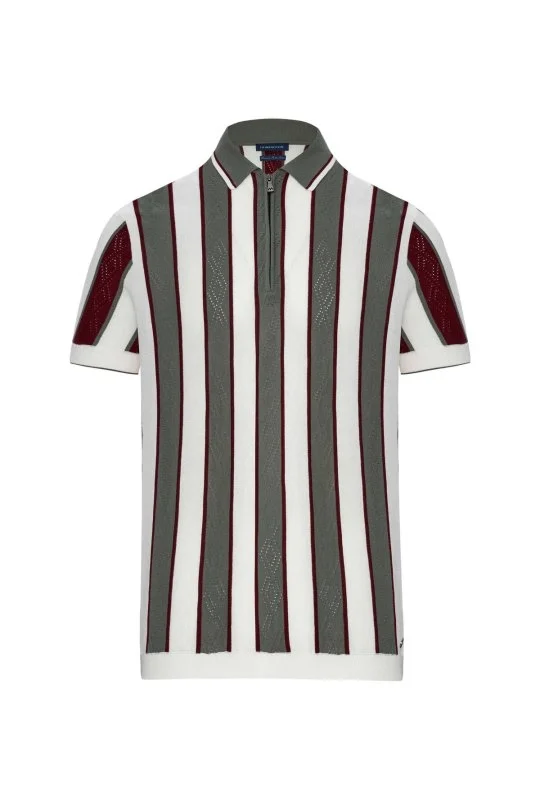 Hemington - Çizgi Desen Haki-Beyaz Triko Polo (8)