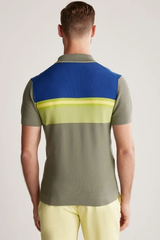Hemington - Çizgi Desen Haki Triko Polo (5)