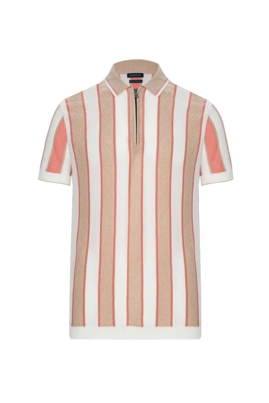 Hemington - Çizgi Desen Krem Rengi-Beyaz Triko Polo (7)