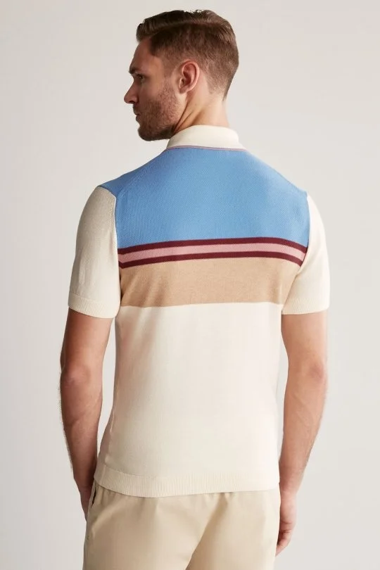 Hemington - Çizgi Desen Krem Rengi Triko Polo (4)