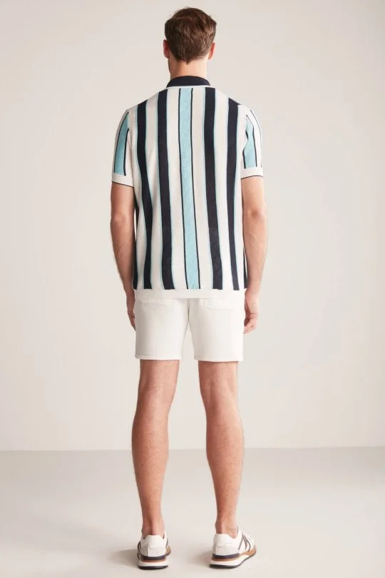 Hemington - Çizgi Desen Lacivert-Beyaz Triko Polo (5)