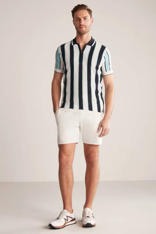 Hemington - Çizgi Desen Lacivert-Beyaz Triko Polo (4)