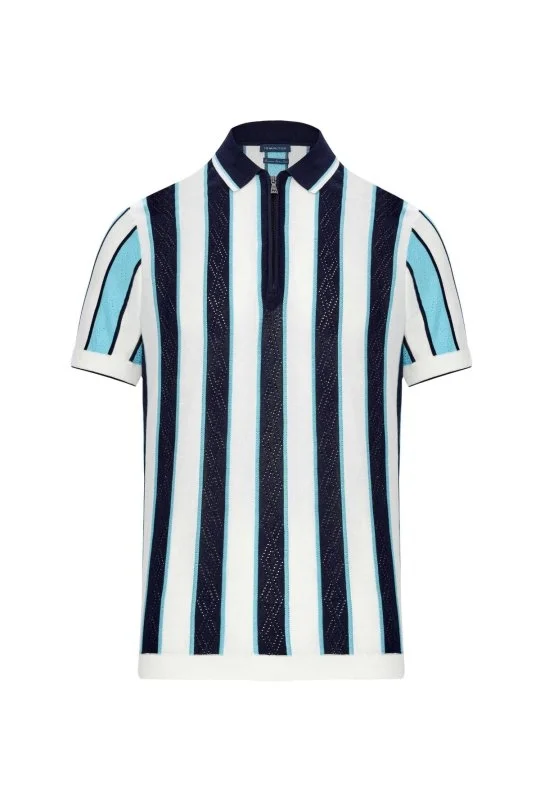Hemington - Çizgi Desen Lacivert-Beyaz Triko Polo (8)