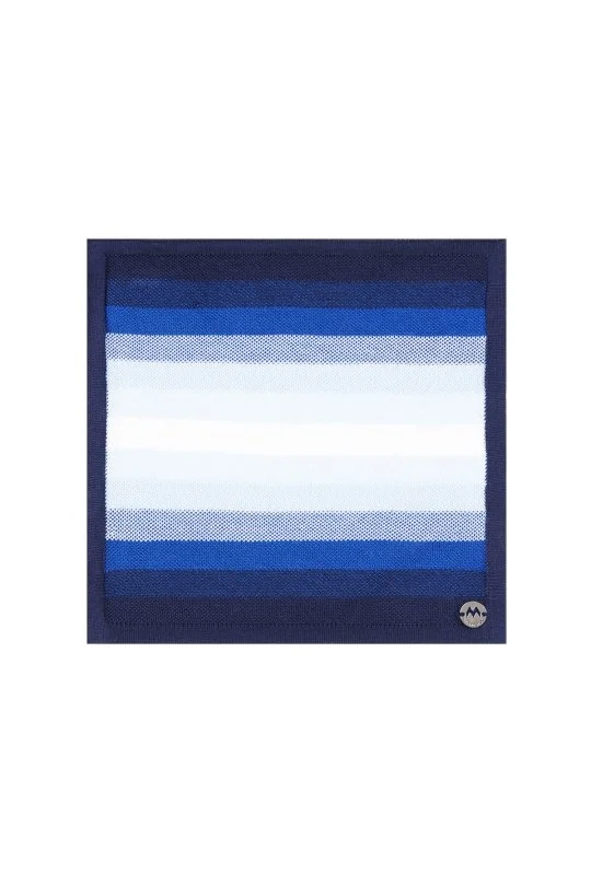 Çizgi Desen Mavi Beyaz Örgü Mendil