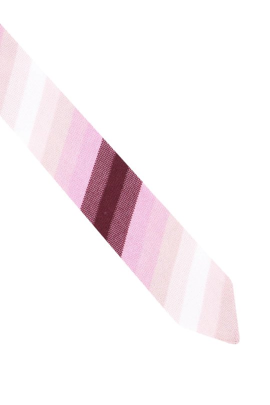 Çizgi Desen Pembe Beyaz Örgü Kravat