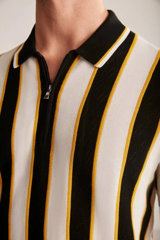 Hemington - Çizgi Desen Siyah-Beyaz Triko Polo (5)