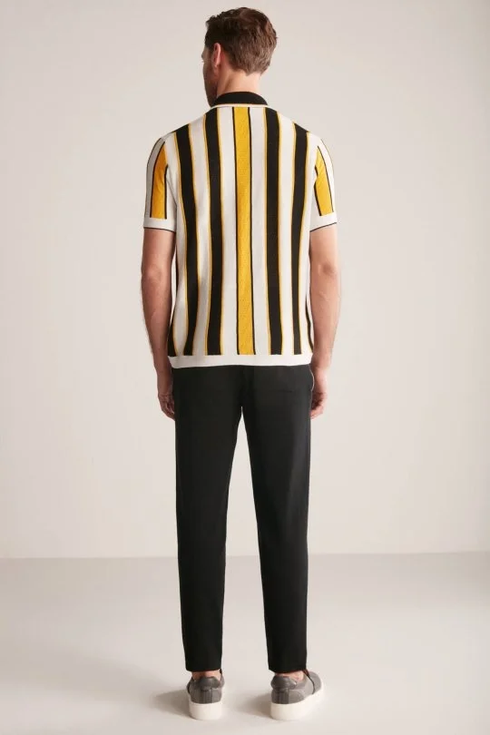 Hemington - Çizgi Desen Siyah-Beyaz Triko Polo (4)