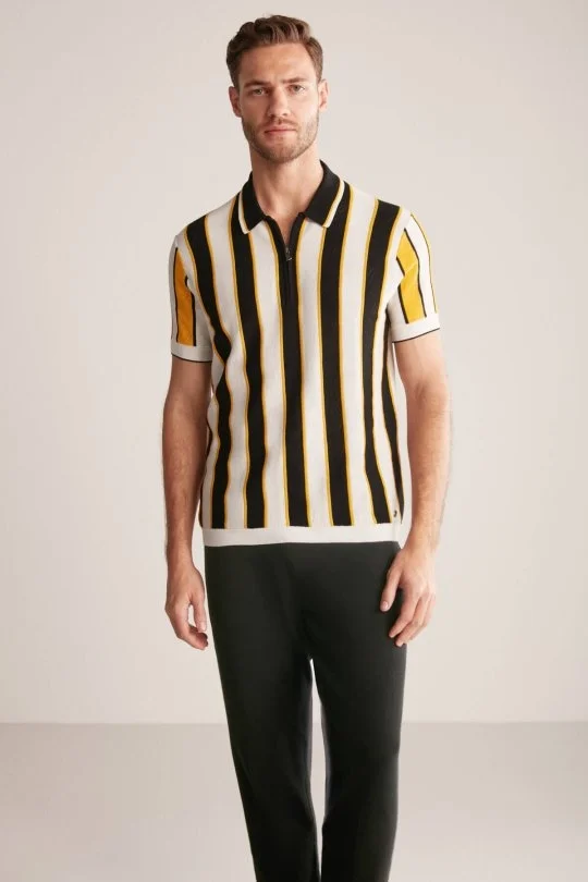 Hemington - Çizgi Desen Siyah-Beyaz Triko Polo (3)