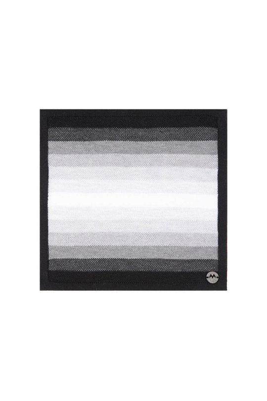 Çizgi Desen Siyah Gri Örgü Mendil