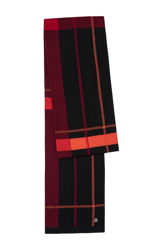 Çizgi Desen Siyah Merino Yün Atkı