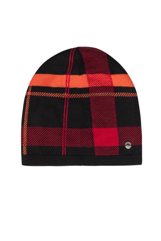 Çizgi Desen Siyah Merino Yün Bere