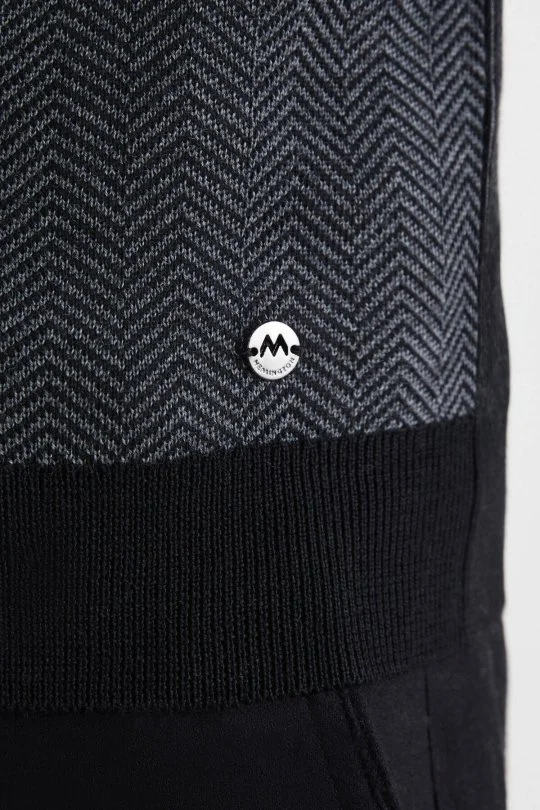 Hemington - Herringbone Desen Siyah Extrafine Merino Triko Yelek (3)