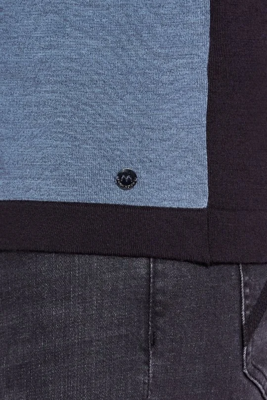 Çizgi Desen Yarım Balıkçı Yaka Siyah Triko