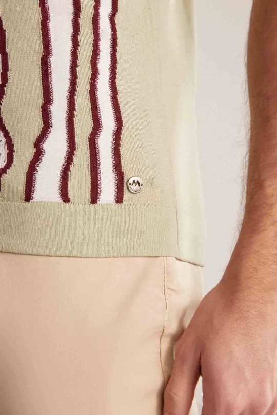 Çizgi Detaylı Yeşil Merserize Pamuk Triko Polo